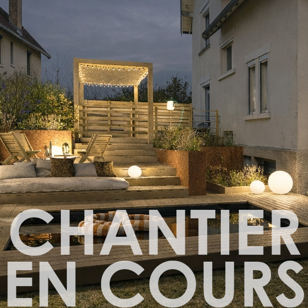 Aménagements paysagers, création d'une terrasse et d'une piscine pour une maison de ville / CFU