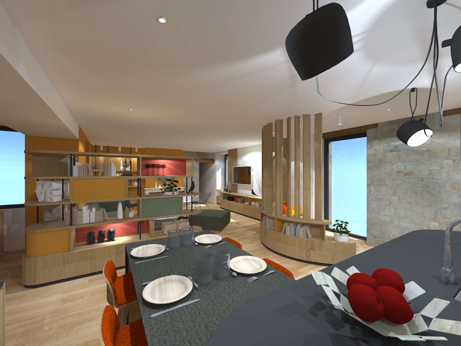 Restructuration d'une pièce de vie & mise à distance de l'entrée / ALK