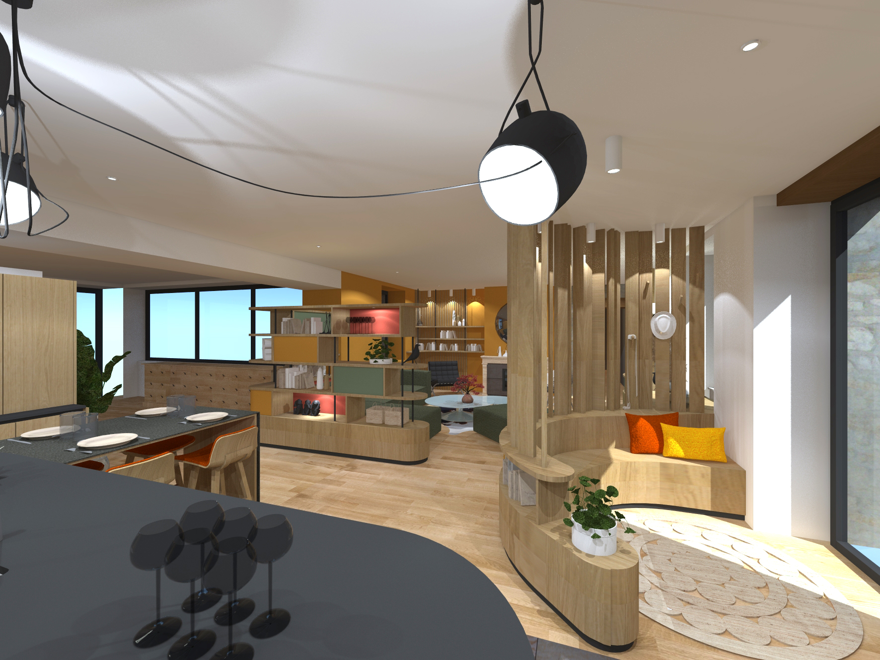 Restructuration d'une pièce de vie & mise à distance de l'entrée / ALK