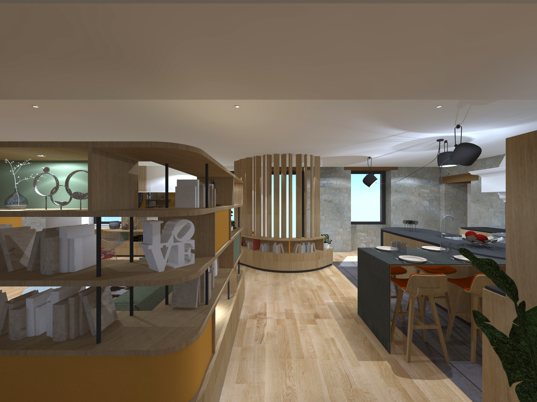 Restructuration d'une pièce de vie & mise à distance de l'entrée / ALK